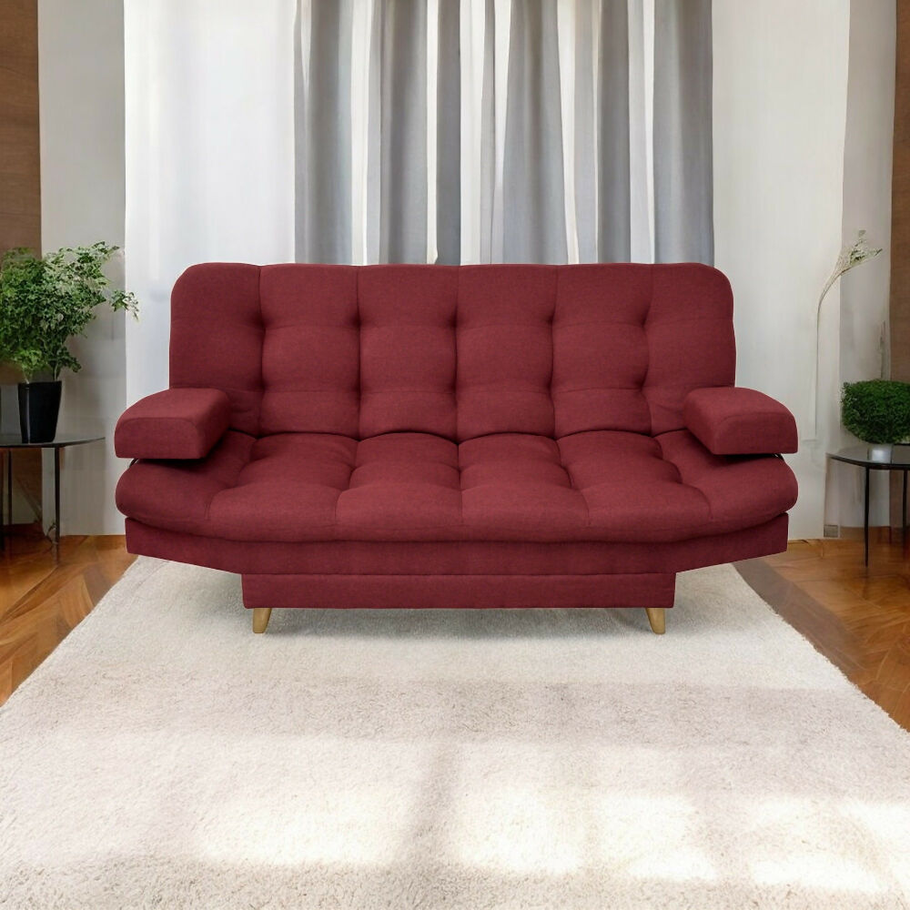 Sofa cama 3 posiciones Carvallo Lux Clic Clac Tela Vinotinto