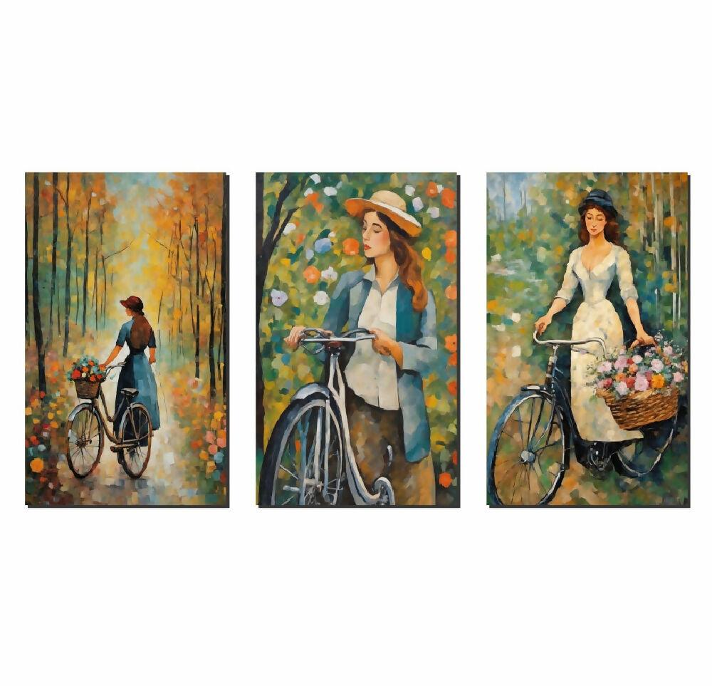 Lienzo Tríptico Estilo Pintura Clásica Set X 3 de 60x43cm c/u