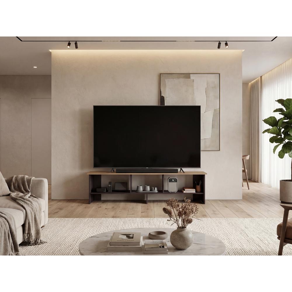 Mesa para TV Belga, Kronos Wengue y Kronos Fresno , con Puerta Abatible, para Televisor hasta 65" ZF