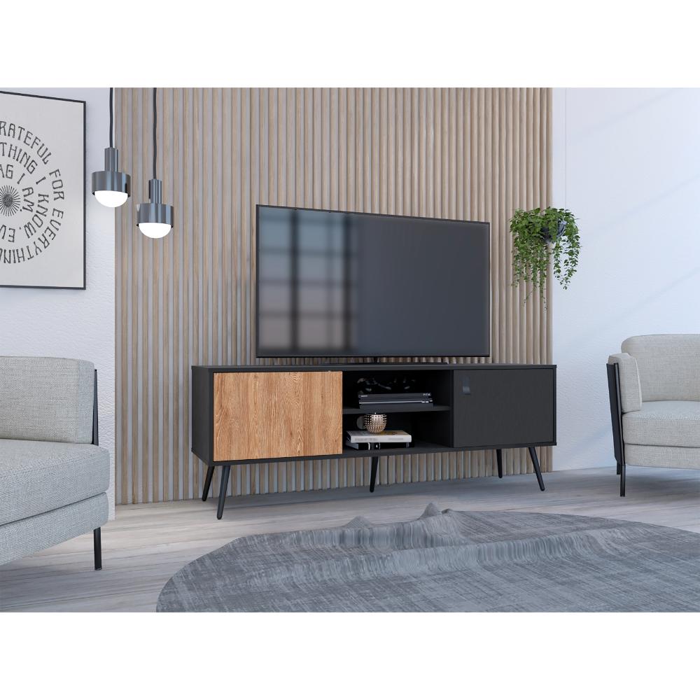 Mesa Para TV Mirabella, Wengue y Miel, Con dos puertas para tv 65"