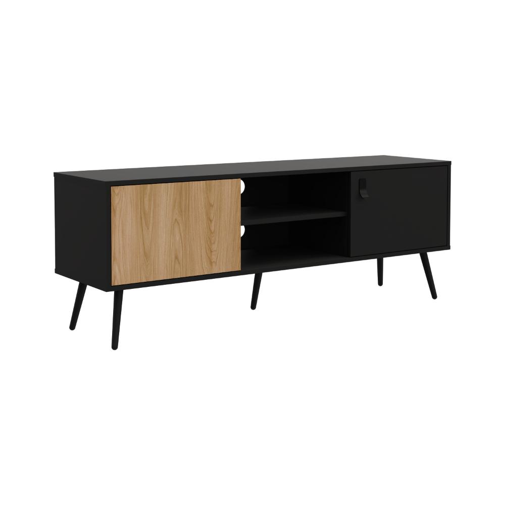 Mesa Para TV Mirabella, Wengue y Fresno Europeo, Con dos puertas para tv 65"