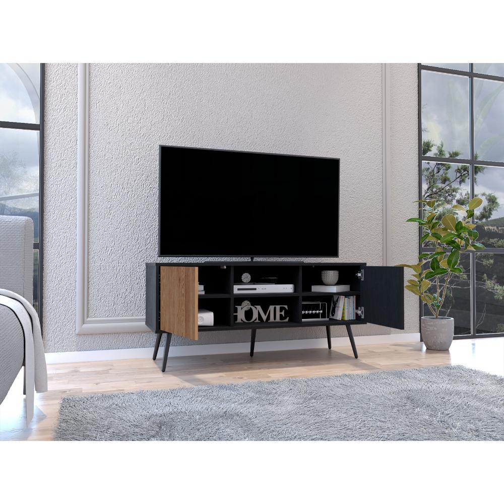 Mesa Para TV Mirabella, Wengue y Miel, Con dos puertas para tv 55"