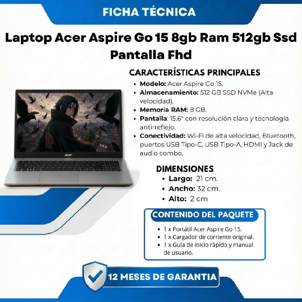 Portátil Acer Aspire Go 15 512gb 8gb Ram + Obsequio