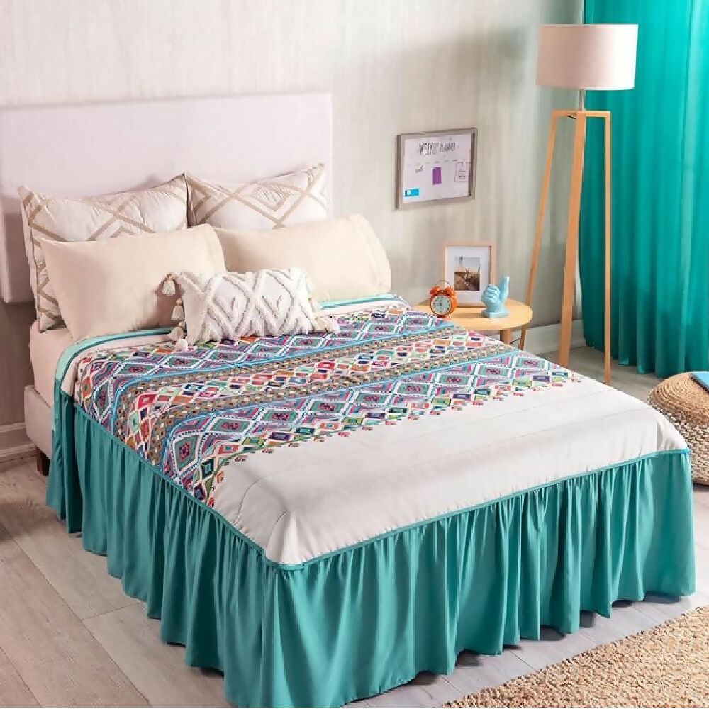 Colcha Dilar, Doble Faz, para cama Doble, con Faldón - Envío Gratis 86213-1