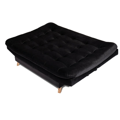 Sofá Cama Valencia Negro Sintetico + Puff
