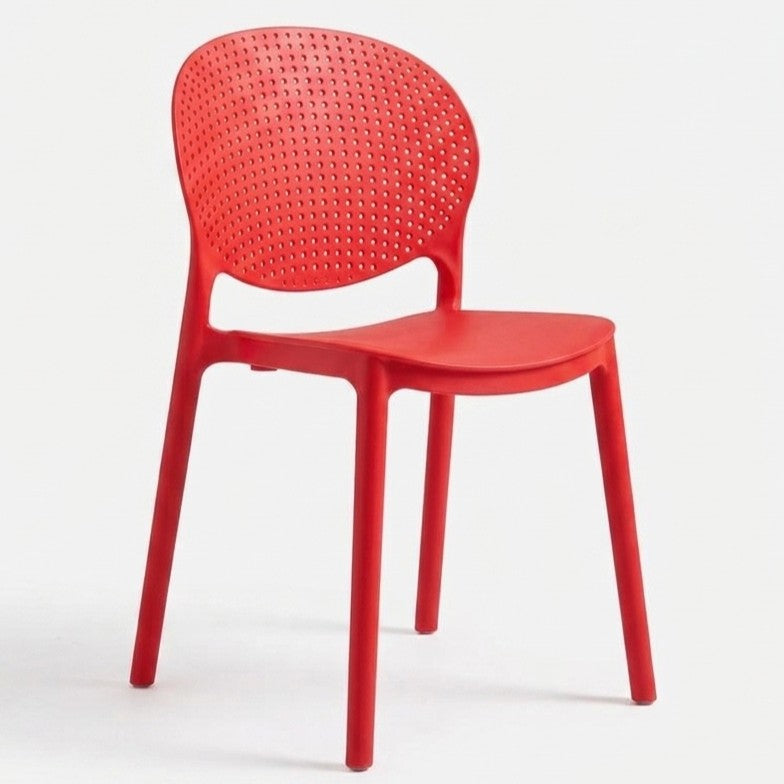 Set de 4 Sillas Florida, Color Rojo, con Espaldar y Diseño Moderno