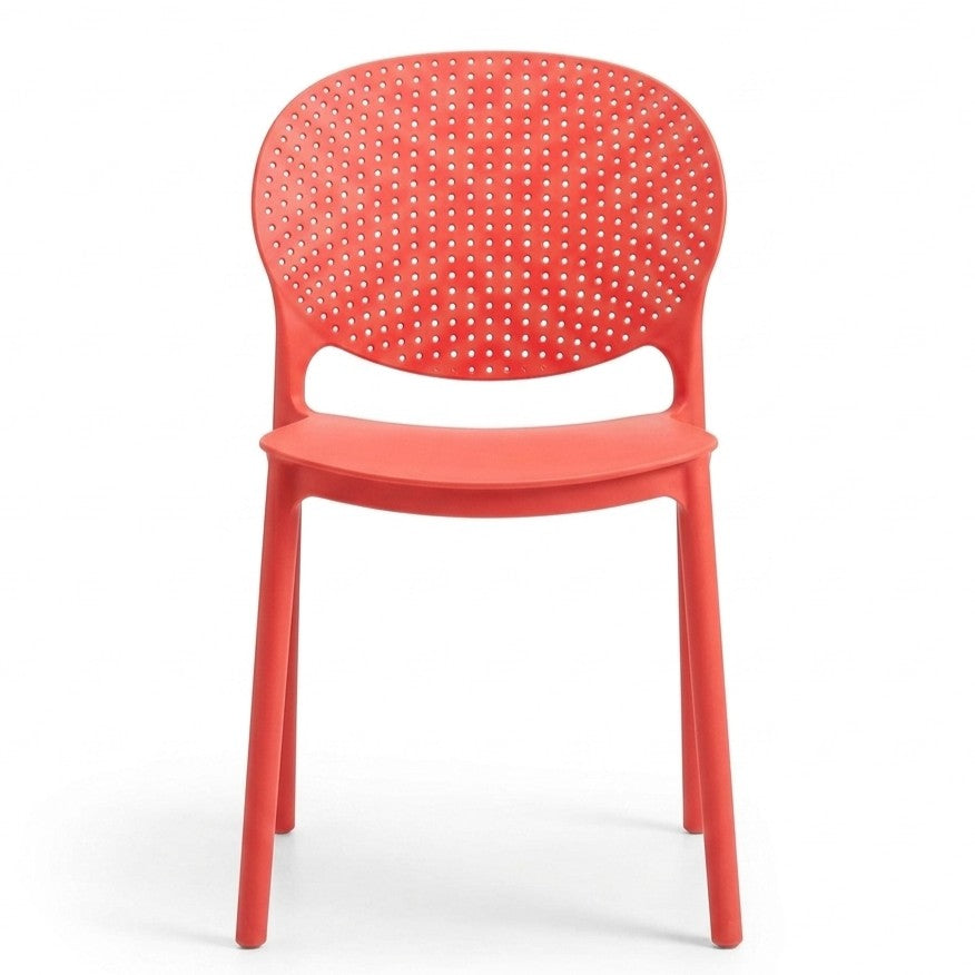 Set de 4 Sillas Florida, Color Rojo, con Espaldar y Diseño Moderno