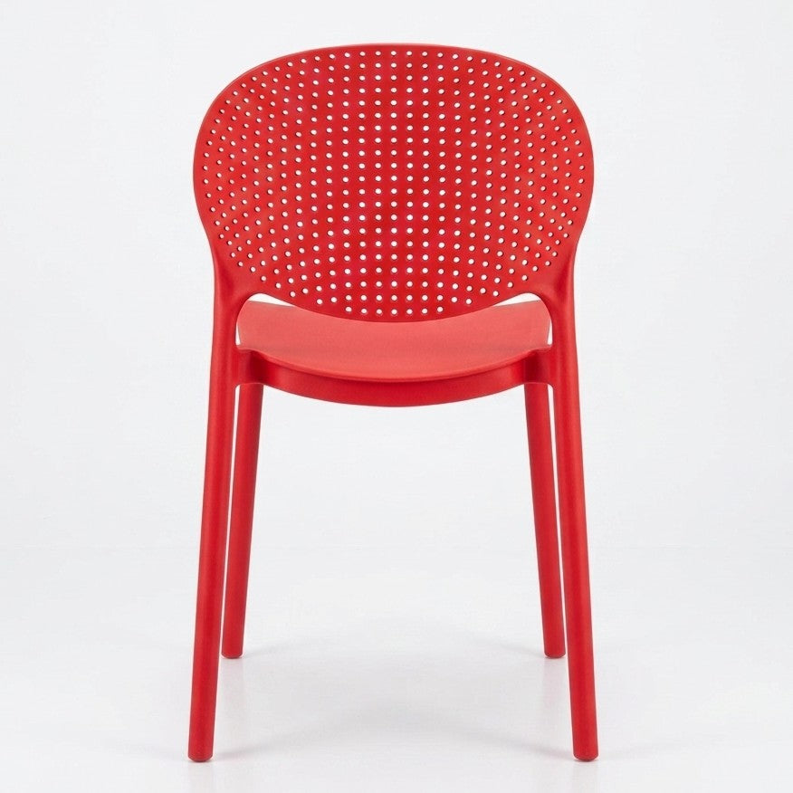 Set de 4 Sillas Florida, Color Rojo, con Espaldar y Diseño Moderno