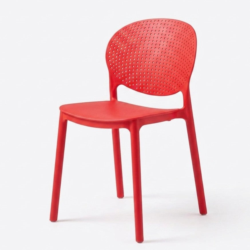 Set de 4 Sillas Florida, Color Rojo, con Espaldar y Diseño Moderno