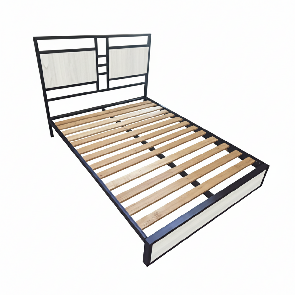 Cama Semidoble Metal Madera Amatista Gris 120 x 190 x 24
