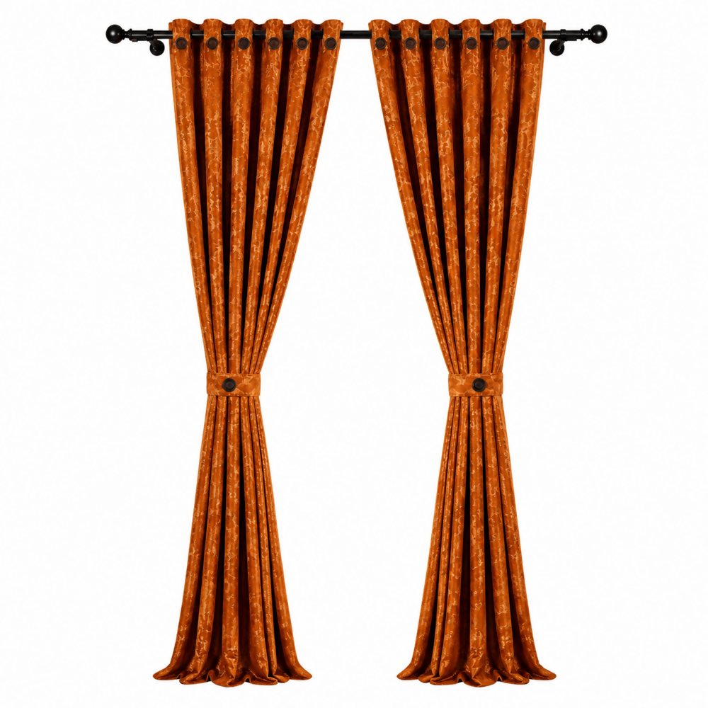 Cortina x2 naranja jacquard