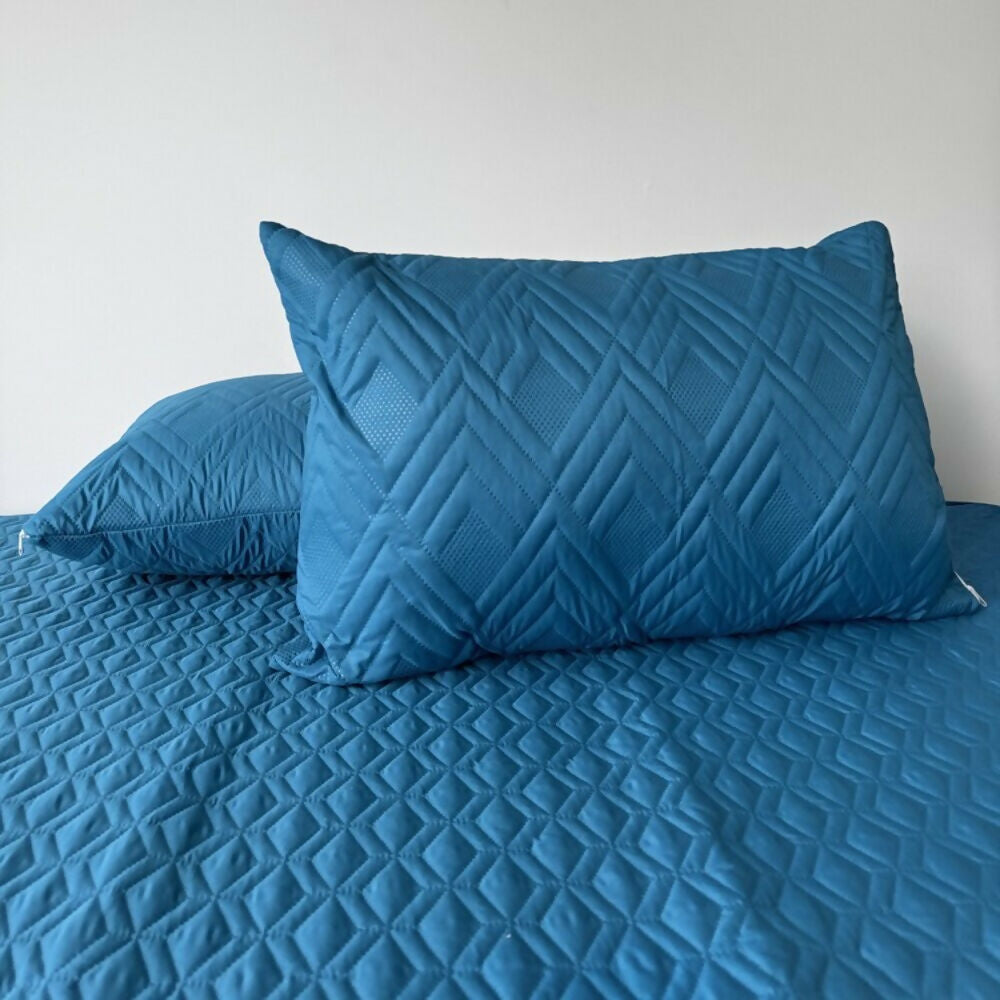 Almohada siliconada + protector almohada turquesa Set x2
