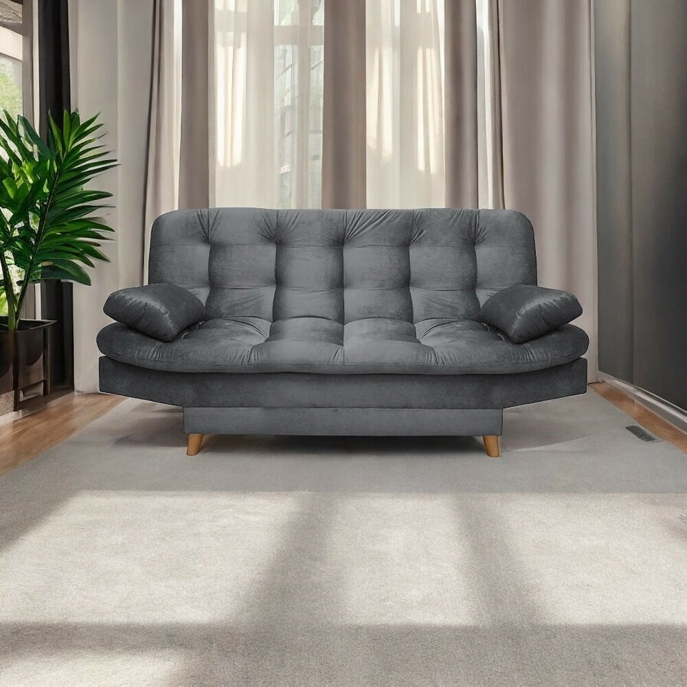 Sofá Cama 3 Posiciones Fendik Tela Gris