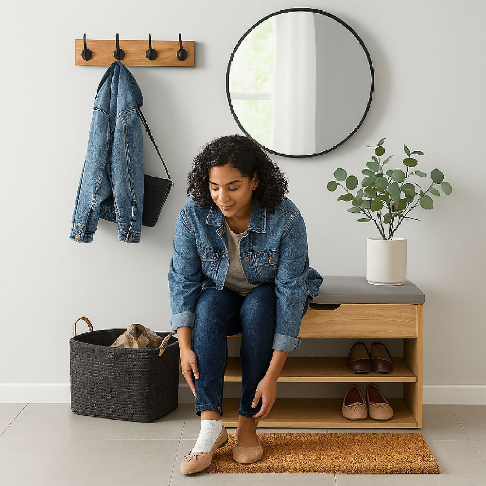 Mueble Organizador Zapatero-Baúl 43x60x30 Madera/Gris