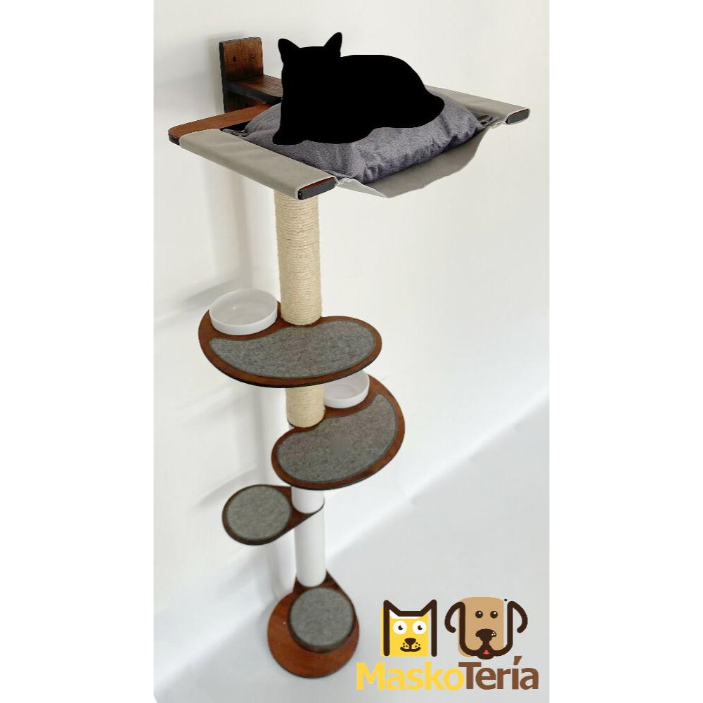 Torre Pitanza De Pared A Piso, Color Cafe Para Gatos