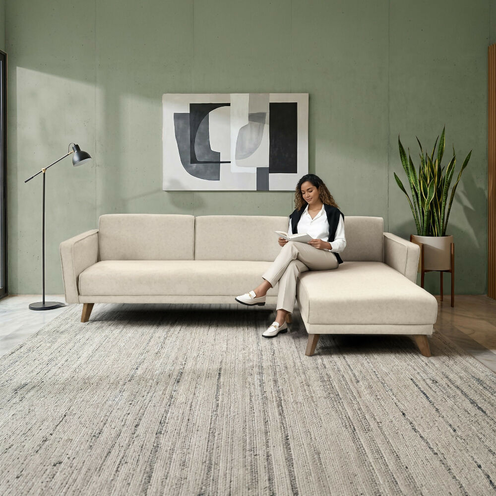 Sofa Cama en L Chelsea Izquierdo 265x160x76 Tela Beige