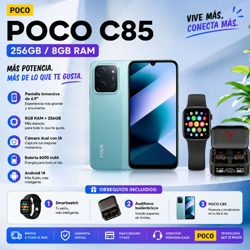 Celular Xiaomi POCO C85 256gb 8gb Ram Azul Obsequio Incluido