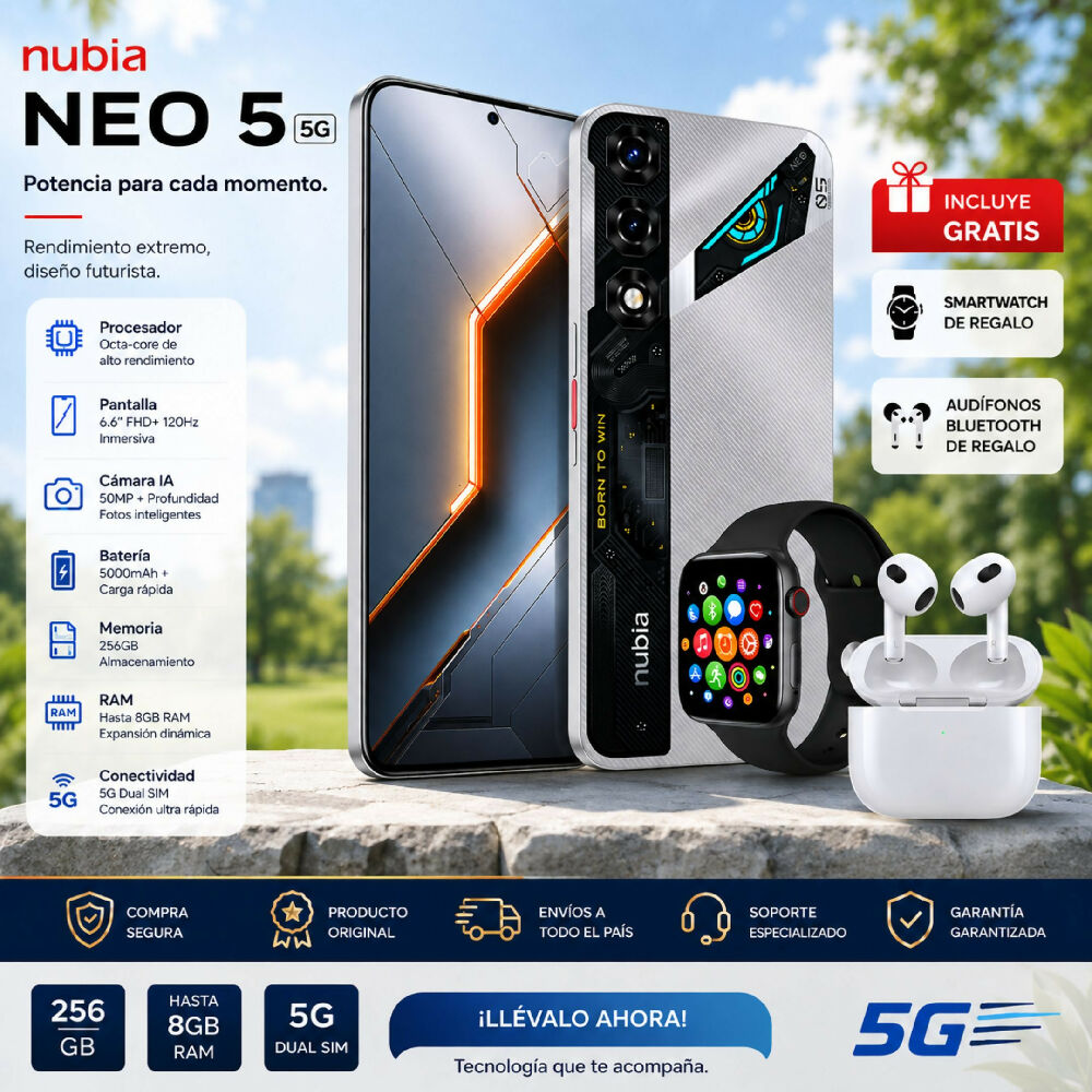 Smartphone Nubia Neo 5 5G 256gb Libre Platino + 2 Obsequios Incluidos