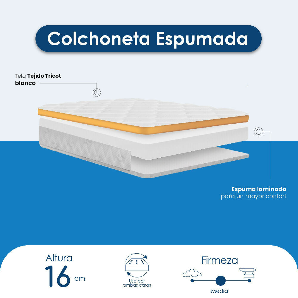 Cama infantil Ariel almendra con colchoneta 90x1,90 cm