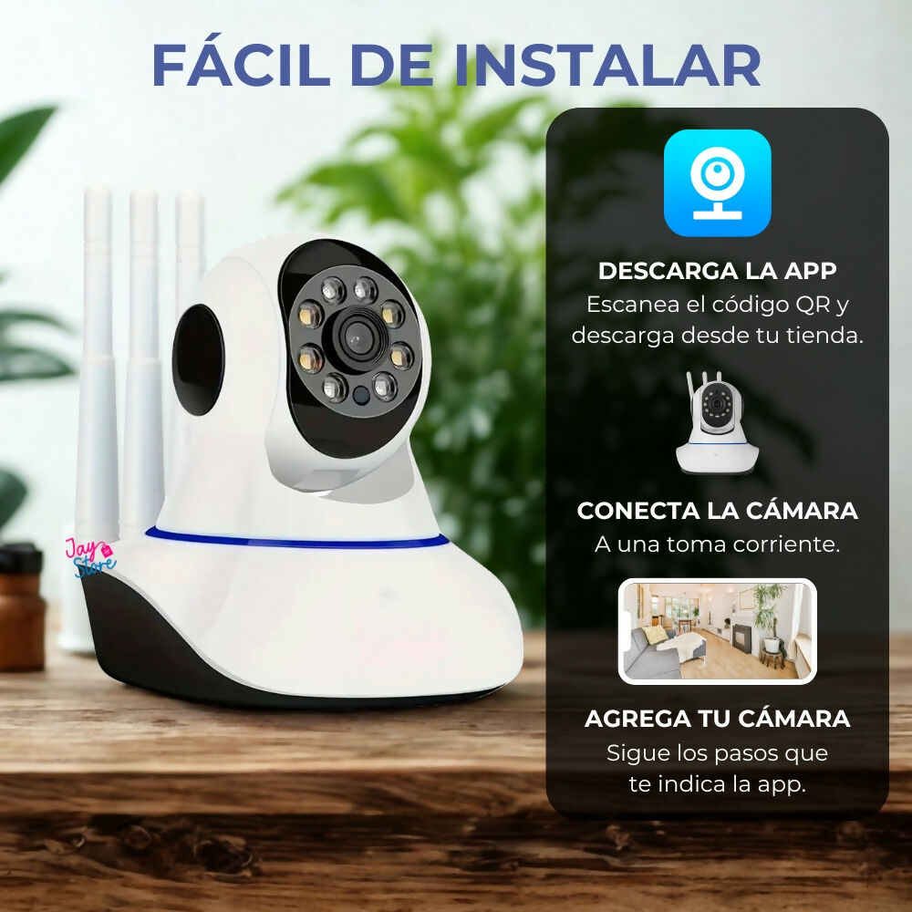 Cámara de Seguridad WiFi 3 Antenas 360° Visión Nocturna 1080P