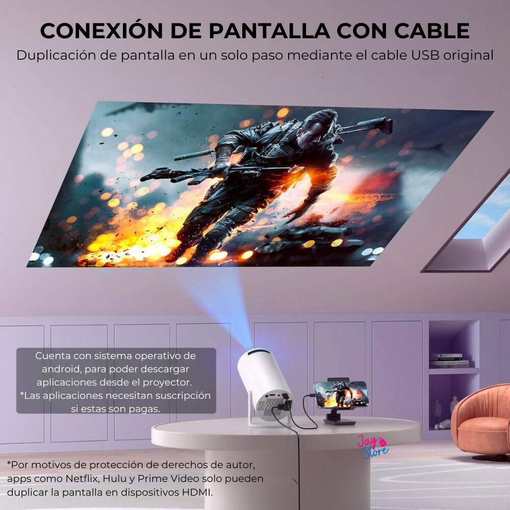 Proyector Smart 4k UHD WiFi Bluetooth Android + 1000 Juegos