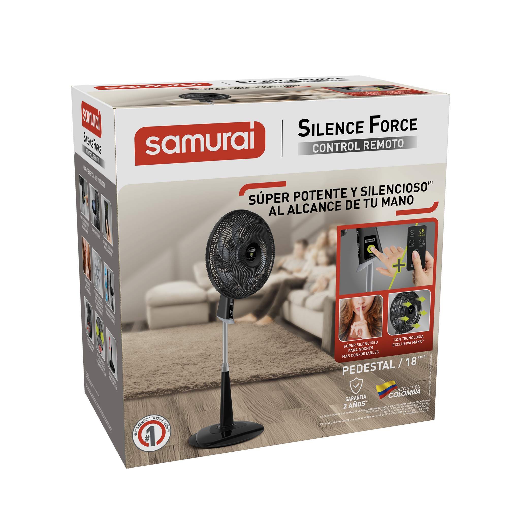 Ventilador Silence Force Control Remoto Pedestal Negro