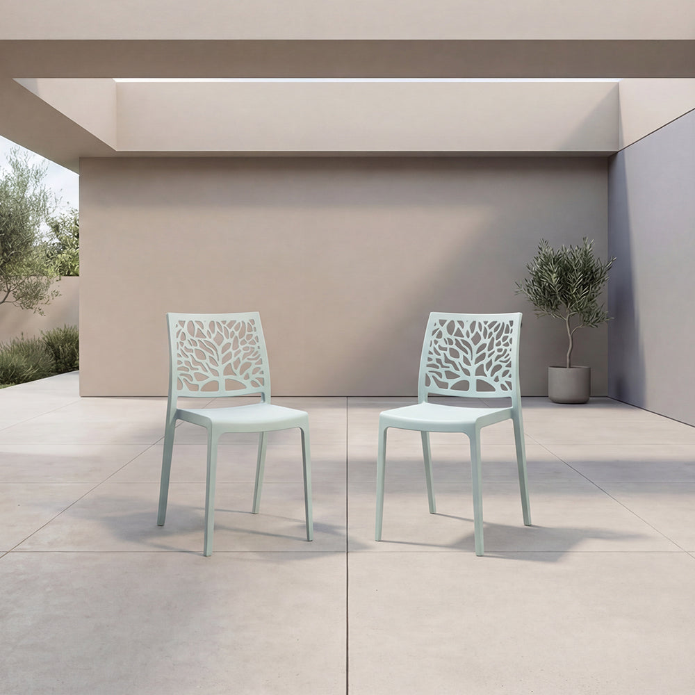 Set de 2 Sillas Harlem, Azul Claro, con Espaldar en Forma de Árbol y Diseño Minimalista