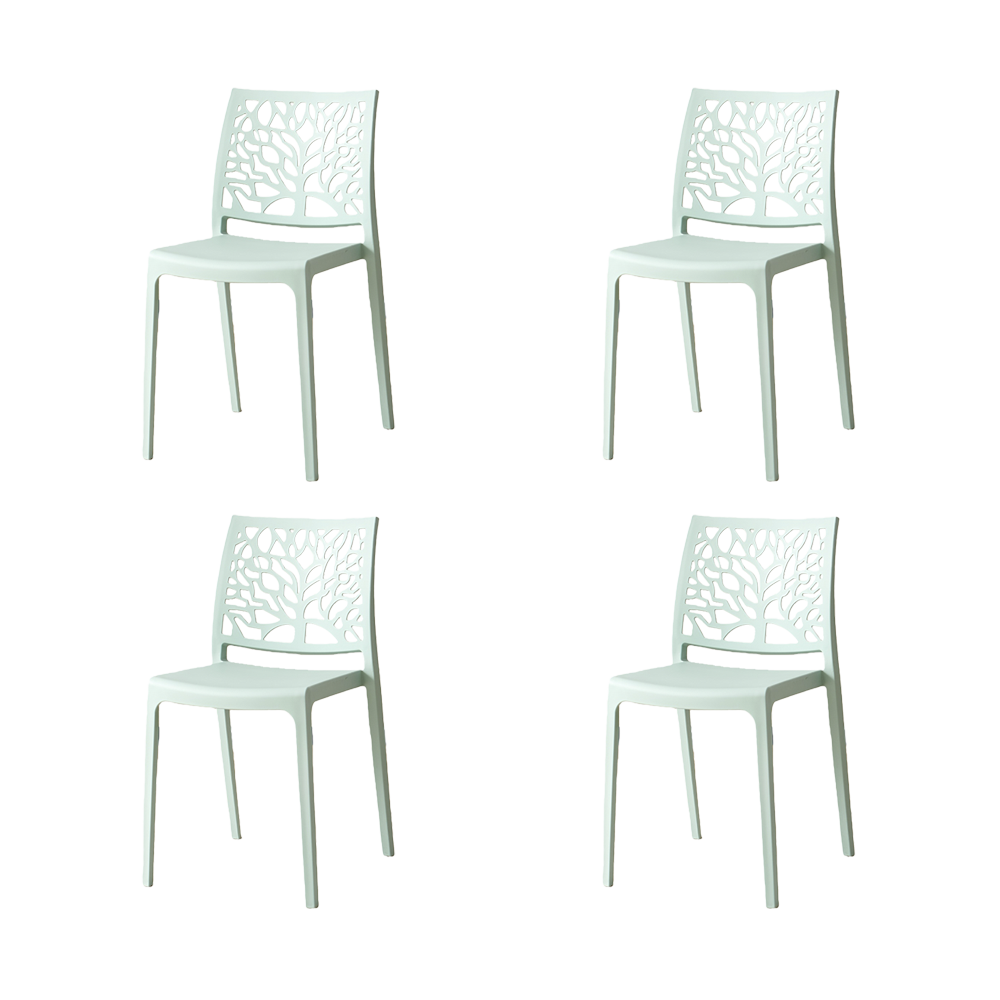 Set de 4 Sillas Harlem, Azul Claro, con Espaldar en Forma de Árbol y Diseño Minimalista
