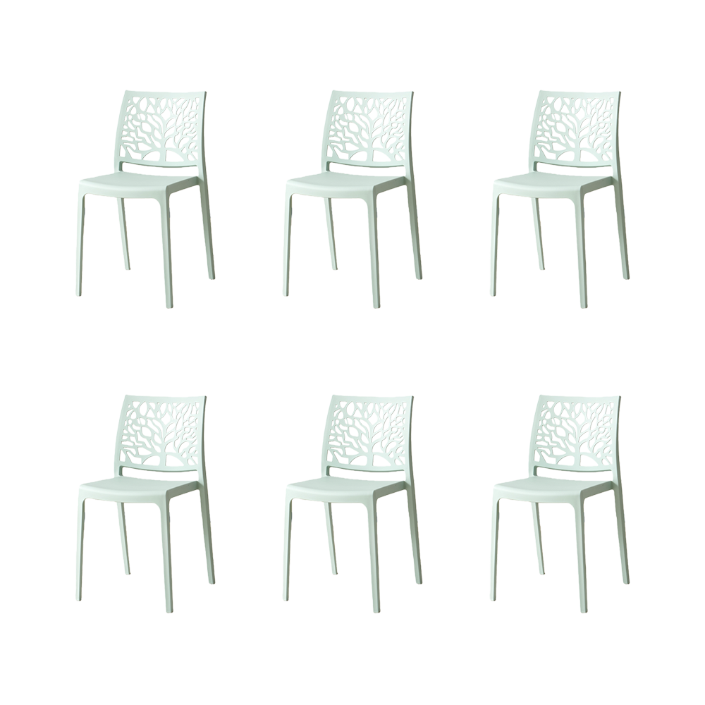 Set de 6 Sillas Harlem, Azul Claro, con Espaldar en Forma de Árbol y Diseño Minimalista