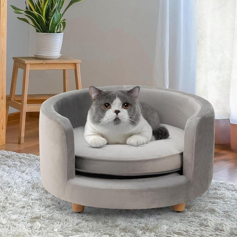 Sofá Circular 1 puestos Gris tela pet friendly 60x1x13