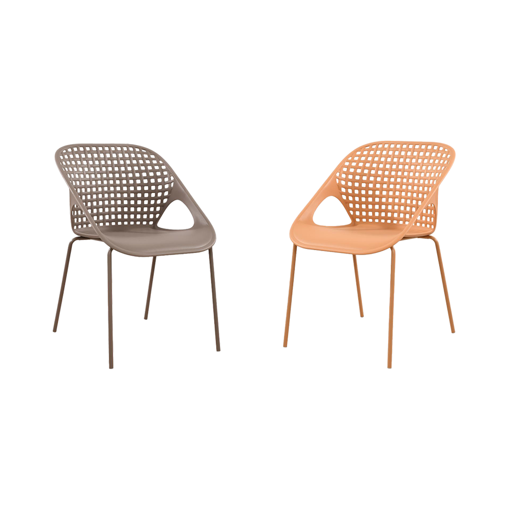 Set de 2 Sillas Imperial, Color Taupe y Naranja, con espaldar