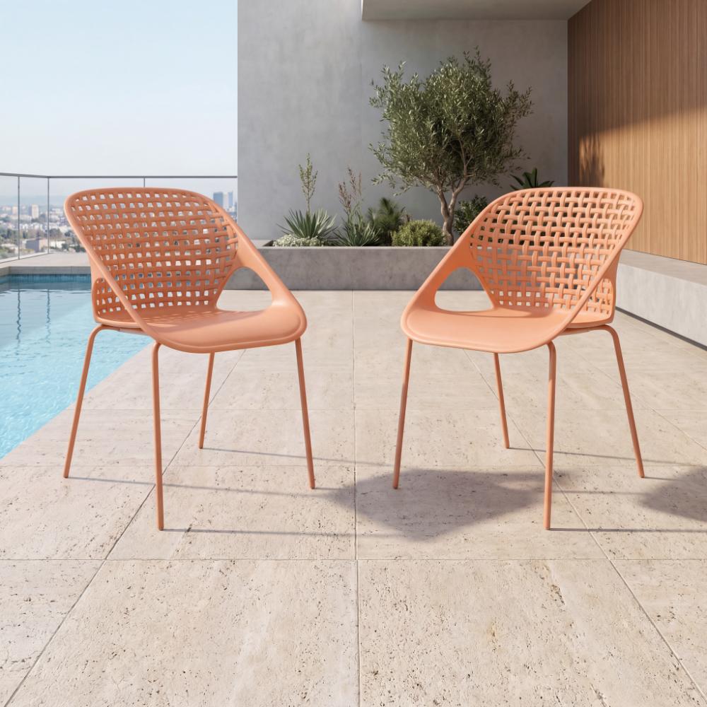 Set de 2 Sillas Senit con Brazos, Color Naranja, con Espaldar y Diseño Moderno
