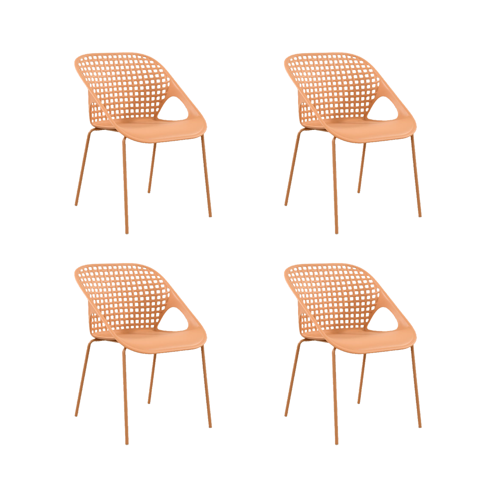Silla Senit con Brazos, Color Naranja, Con espaldar y diseño Moderno X4