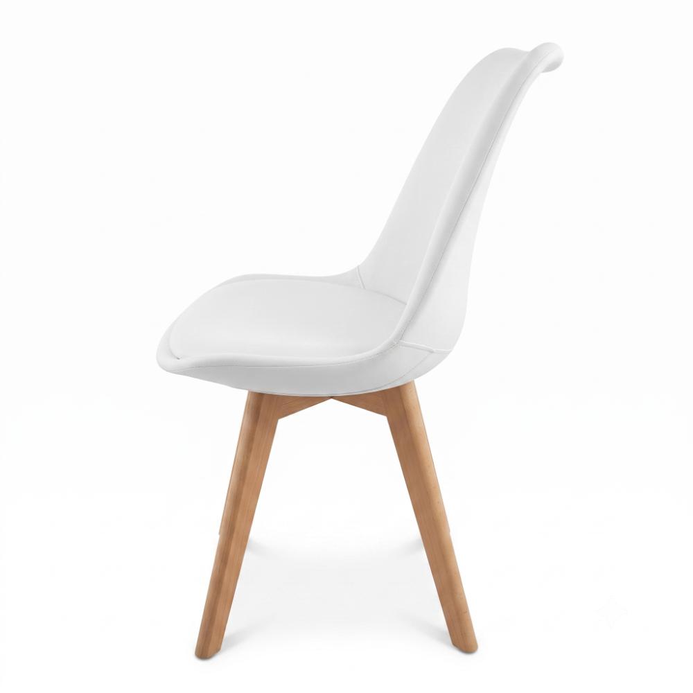 Kit Silla Derik, Color Blanco y Café Claro, con Espaldar y Patas en Madera X2