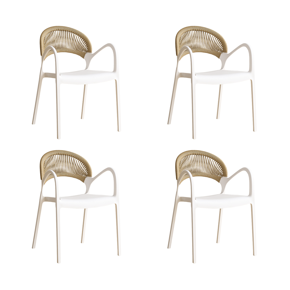 Combo Brisa, Incluye una Mesa y 4 Sillas Color Blanco y Café Claro