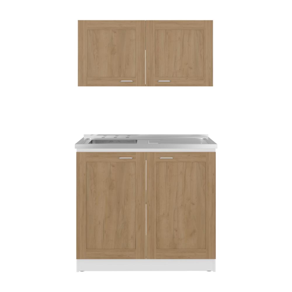 Cocina Integral Toronto, Kronos Blanco y Kronos Fresno, Incluye Mesón Izquierdo ZF