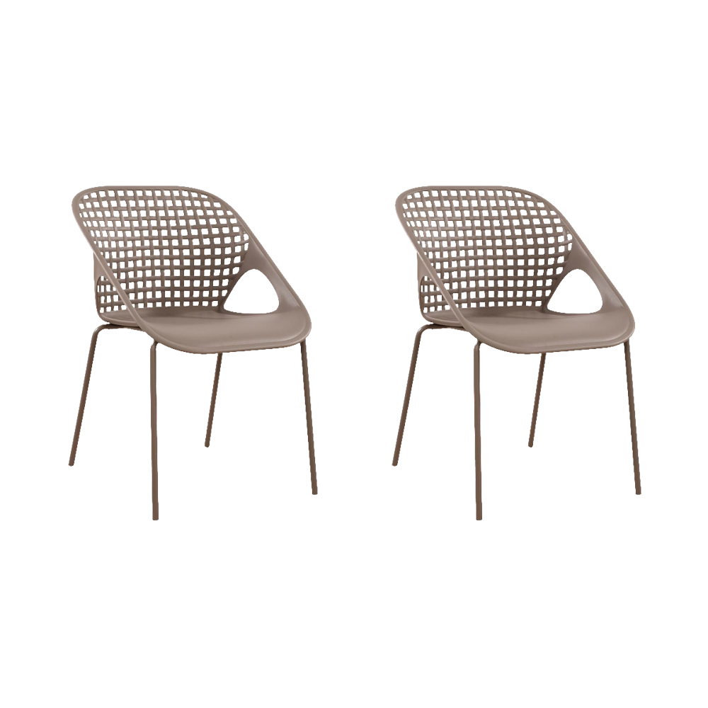 Silla Senit con Brazos, Color Taupe, Con espaldar y diseño Moderno X2