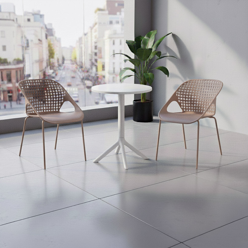 Silla Senit con Brazos, Color Taupe, Con espaldar y diseño Moderno X2