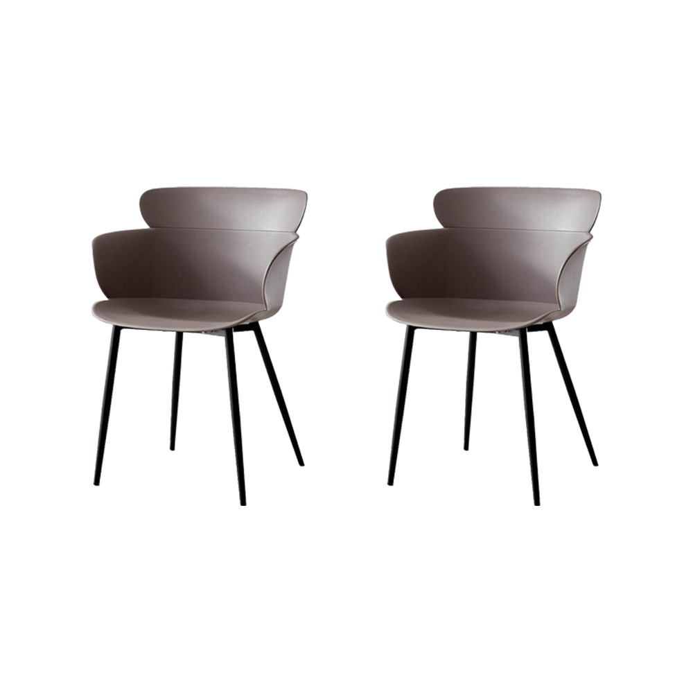 Silla Miami con Brazos, Color Taupe, Con espaldar y diseño Moderno X2