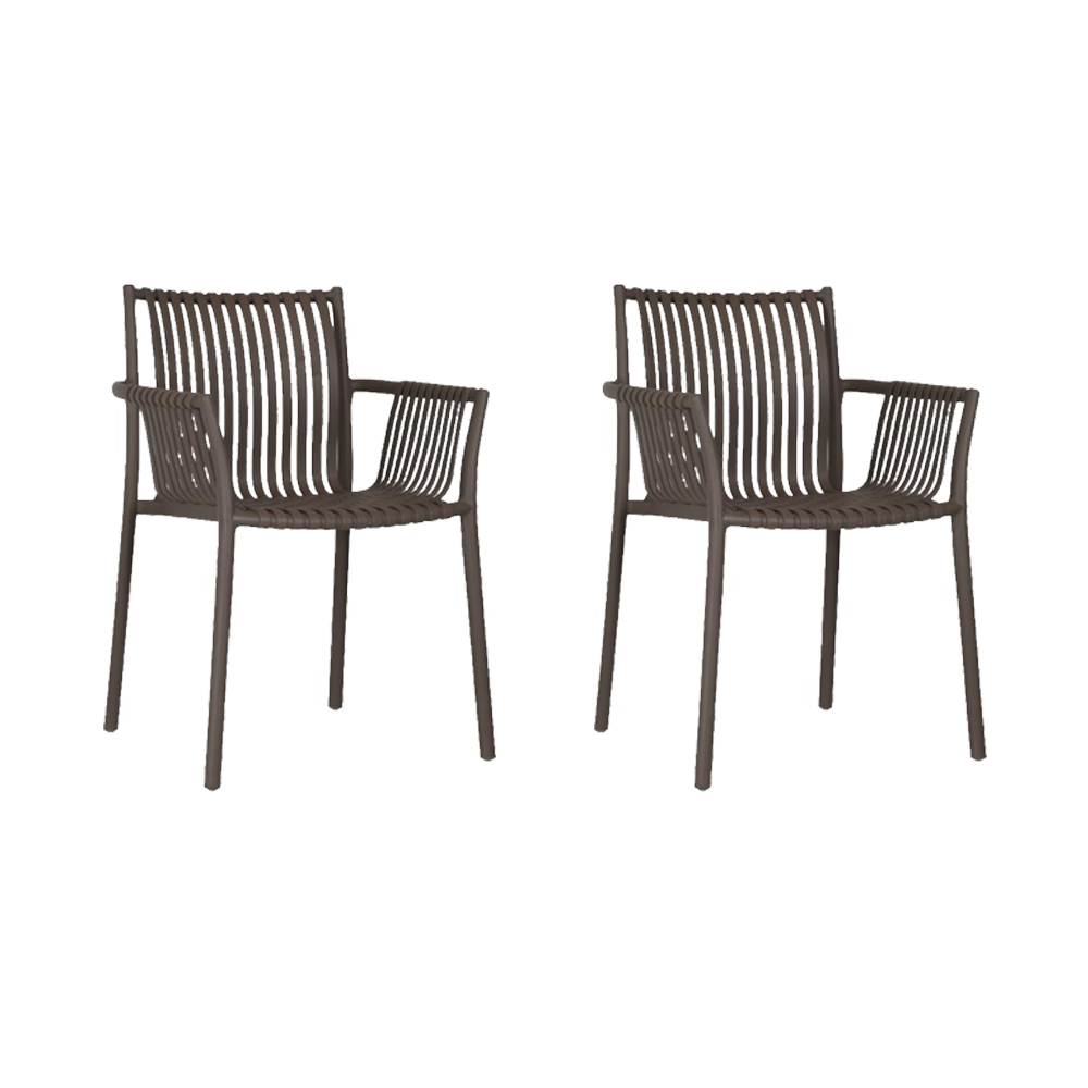 Set de 2 Sillas Madrid con Brazos, Color Taupe, con Espaldar y Diseño Moderno