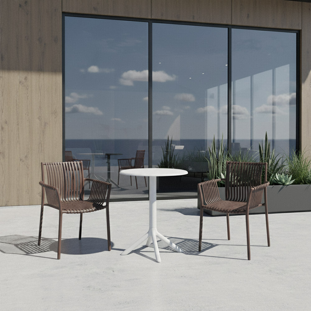 Set de 2 Sillas Madrid con Brazos, Color Taupe, con Espaldar y Diseño Moderno