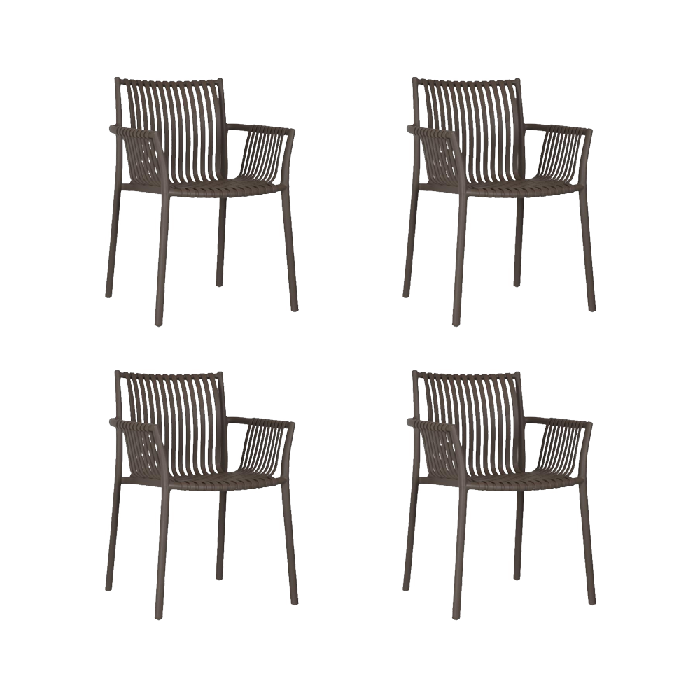 Set de 4 Sillas Madrid con Brazos, Color Taupe, con Espaldar y Diseño Moderno