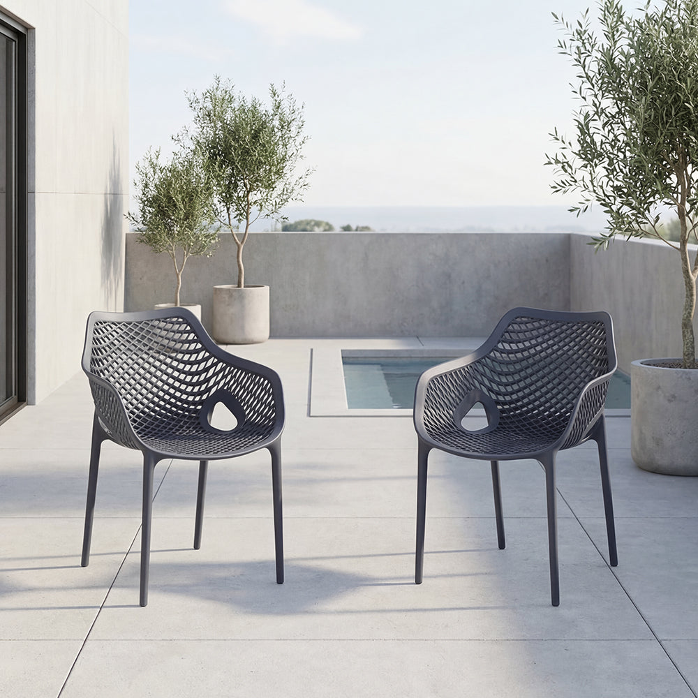 Silla con Brazos Miame, Gris Oscuro, con espaldar y diseño moderno X2