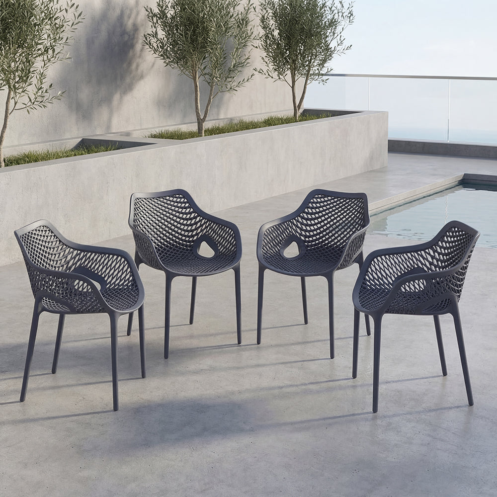 Silla con Brazos Miame, Gris Oscuro, con espaldar y diseño moderno X4