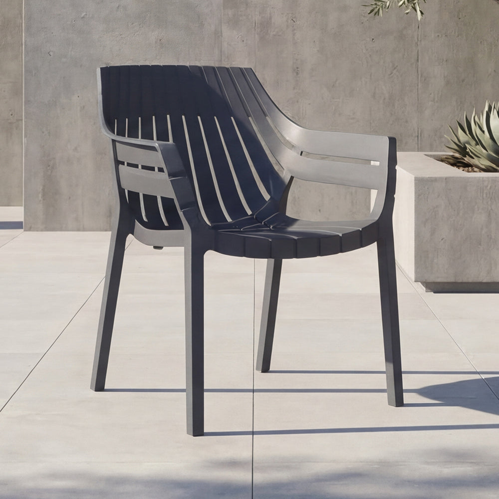 Silla con Brazos Arena, Gris Oscuro, con espaldar y diseño moderno