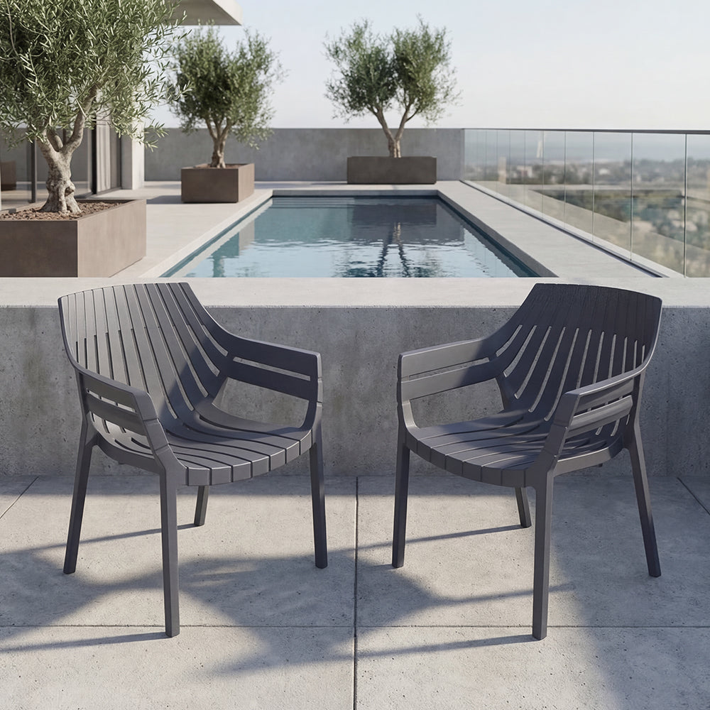 Silla con Brazos Arena, Gris Oscuro, con espaldar y diseño moderno X2