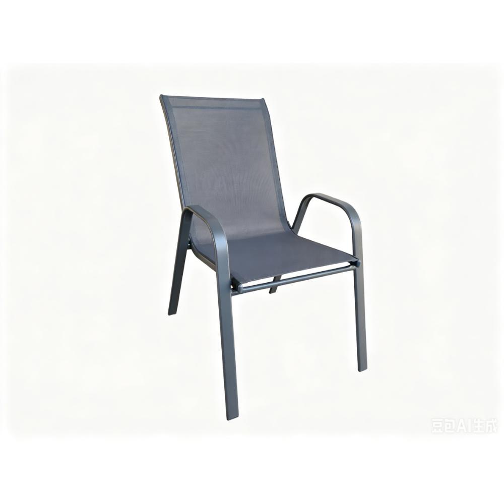 Silla de Terraza Char, Gris, con Brazos y Patas de Metal