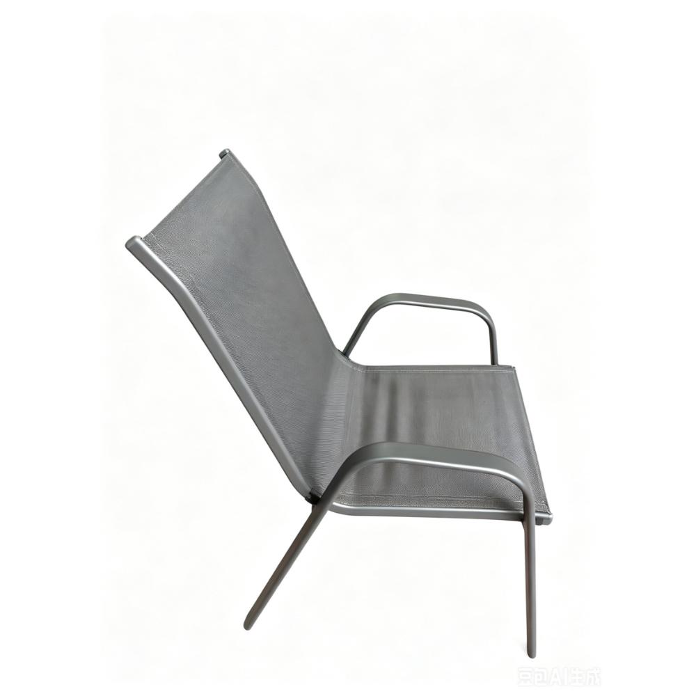 Silla de Terraza Char, Gris, con Brazos y Patas de Metal