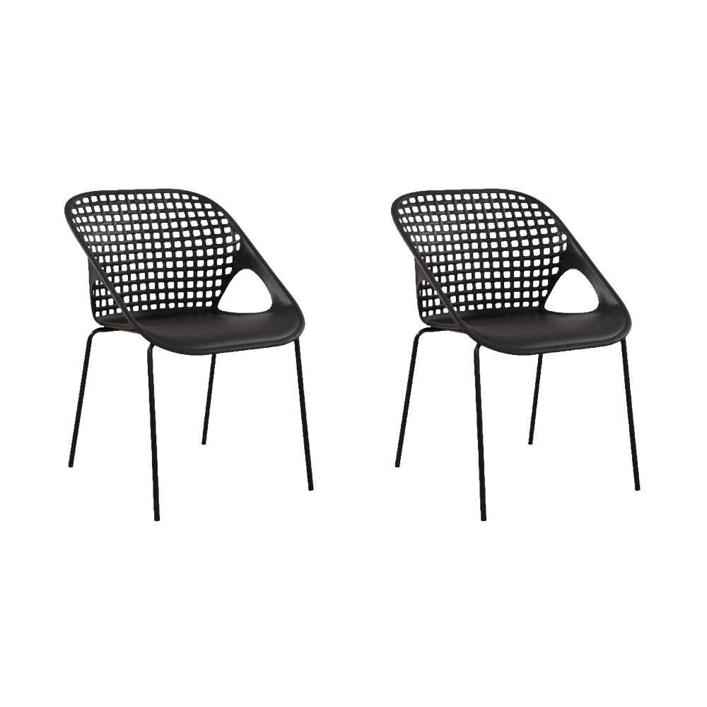 Silla Senit con Brazos, Color Negro, Con espaldar y diseño Moderno X2