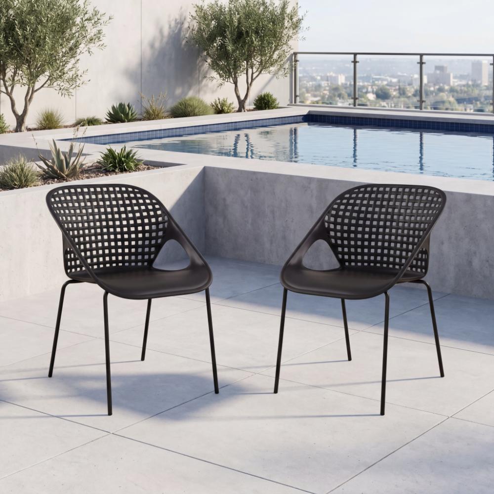 Silla Senit con Brazos, Color Negro, Con espaldar y diseño Moderno X2
